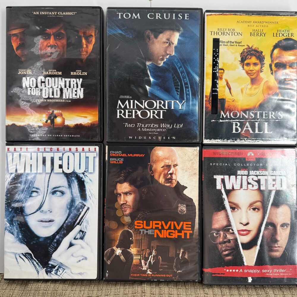 6 DVD Thriller Crime Drama Lot – No Country for Old Men, Minority Report, + More